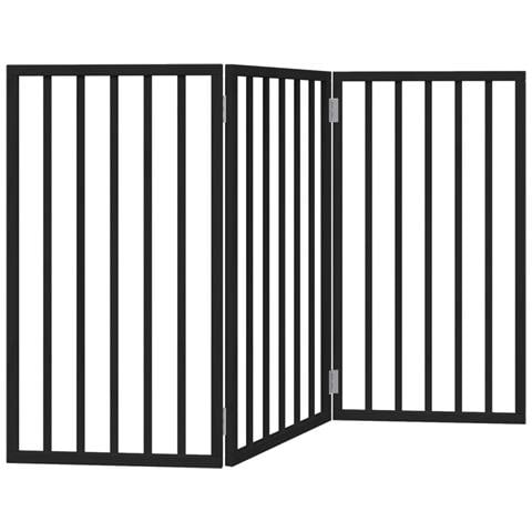 Cancello per Cani Pieghevole 3 Pannelli Nero 150cm Legno Pioppo - Foto 1