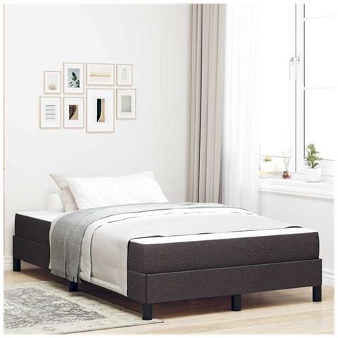Letto a molle con materasso Marrone scuro 120 x 200 cm Tessuto - Foto 2