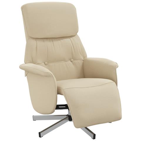 Poltrona Reclinabile con Poggiapiedi Crema in Tessuto - Foto 1