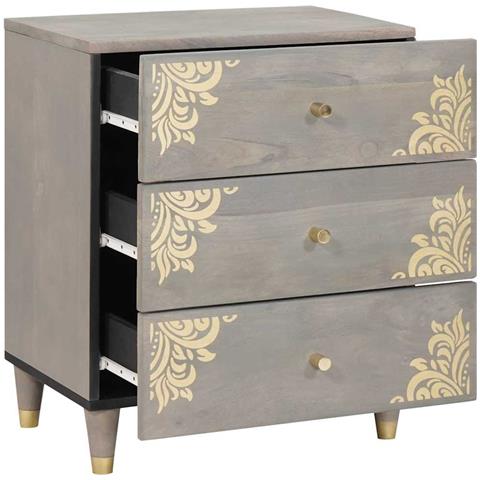 Armadio da Notte Grigio 50 x 33 x 62 cm legno massello di mango - Foto 2