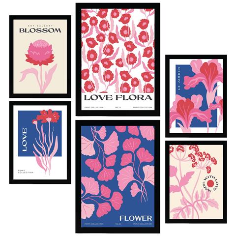 Set Di 6 Stampe Fiori Amore Per I Fiori Stampe Naturalistiche E Botaniche Per L'interior Design A3 & A4 Senza Cornice - Foto 1