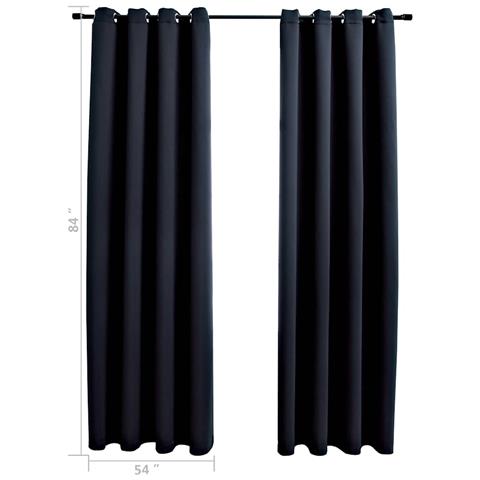 Tende oscuranti con anelli 2 pz Nero 137x213 cm Tessuto - Foto 6