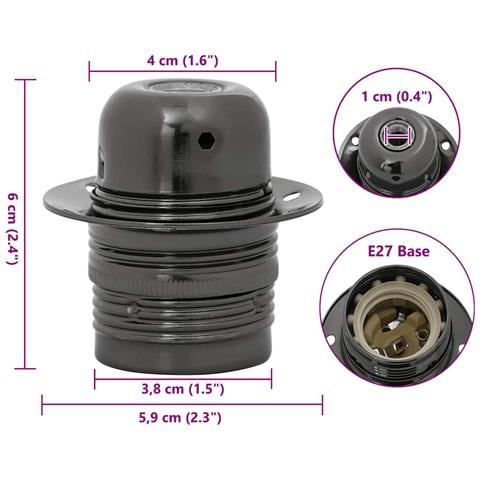 Portalampade 2 pz Nero Lucido E27 - Foto 7
