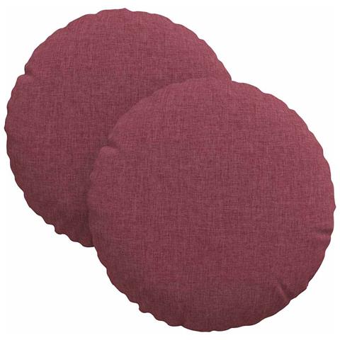 Cuscini per Seduta 2 pcs Rosso Vino Ø30 x 13 cm Tessuto - Foto 1