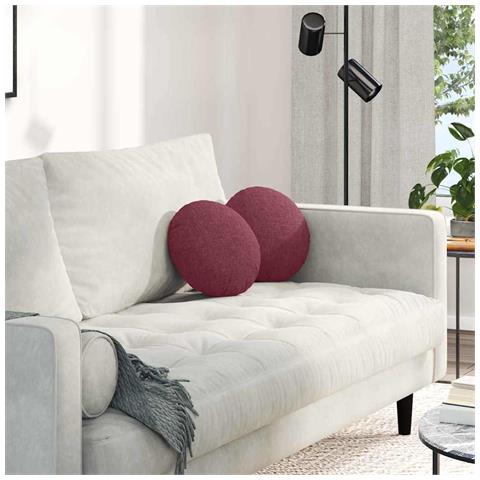 Cuscini per Seduta 2 pcs Rosso Vino Ø30 x 13 cm Tessuto - Foto 2