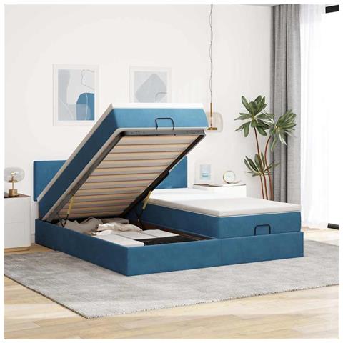 Struttura Letto Pouf con Materassi 160x200 cm Velluto - Foto 2