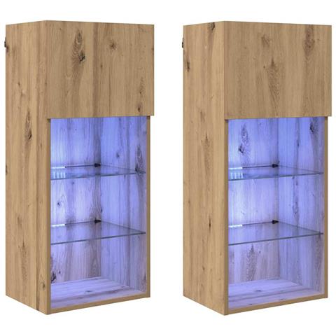 Mobiletti TV a parete 2 pcs Rovere artigianale - Foto 1