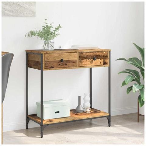 Tavolo consolle con cassetto Legno vecchio 75 x 34,5 x 75 cm - Foto 2