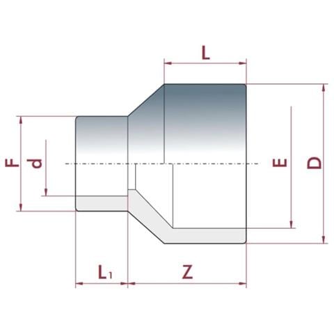 Raccordo Riduzione Pvc-u Lungo 63-50mm X 40mm  Pn16 - Foto 2