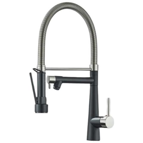 Rubinetto per lavello da cucina, Blackswan, tipo M353, modello nero opaco e nichel, con doccia mobile, misura 49 cm - Foto 1