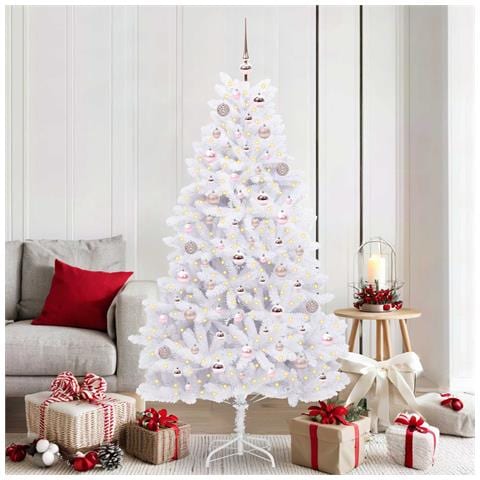 Albero di Natale Artificiale con Rami Pieghevoli Bianco 180 cm - Foto 2