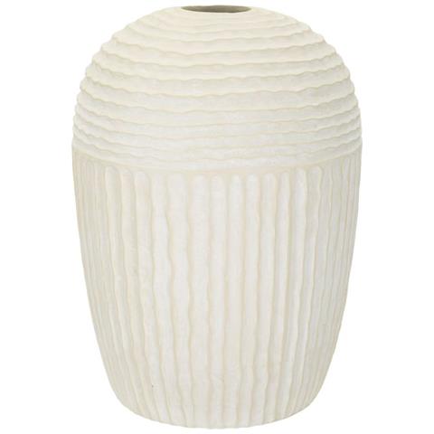 Vaso Icicle Grande In Magnesio Crema Con Incisioni A Contrasto - Foto 1