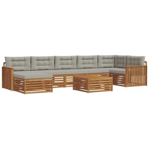 Set divani con cuscino 8 pcs Grigio Naturale e Chiaro - Foto 1