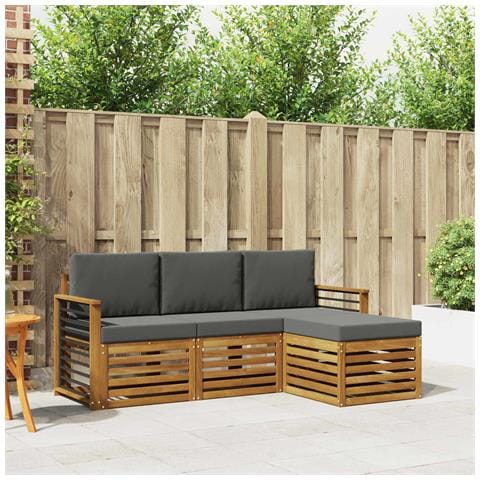 Set divani 4 pcs Naturale e Antracite Legno di Acacia Massello - Foto 2