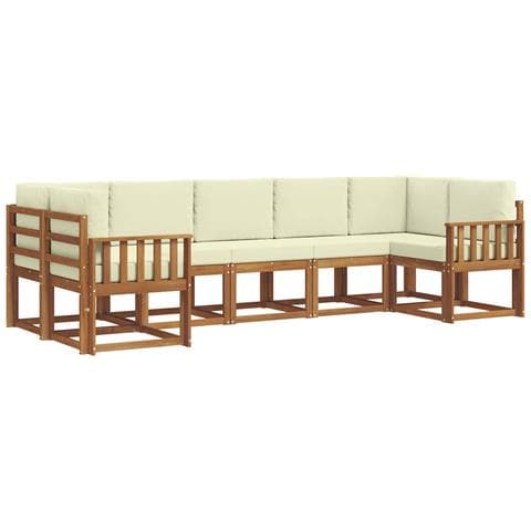 Set di divani da esterno con cuscino 7 pcs Naturale e Crema - Foto 1
