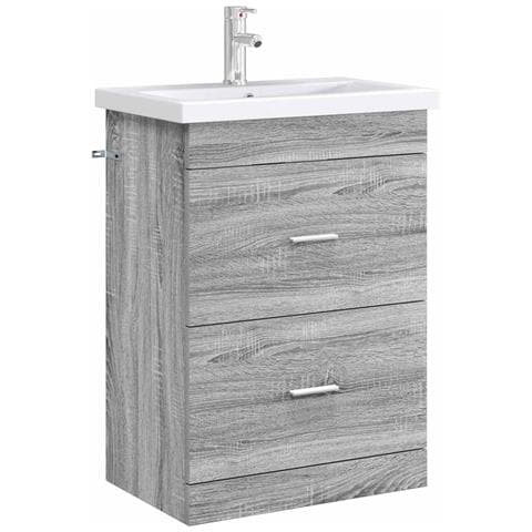 Mobiletto da Bagno Sotto Lavabo Sonoma grigio 56 x 37,5 x 81 cm - Foto 2