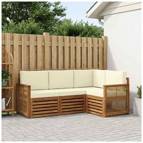 Set divani con cuscino 4 pcs Legno di Acacia Massello - Foto 2