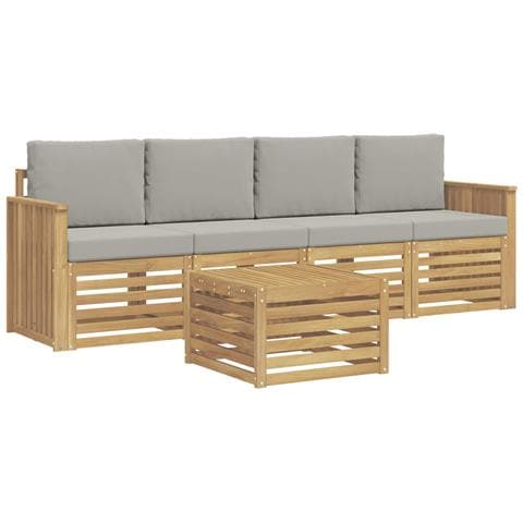 Set di divani da esterno 5 pcs Bianco e Grigio Chiaro - Foto 1