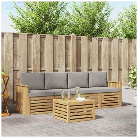 Set di divani da esterno 5 pcs Bianco e Grigio Chiaro - Foto 2