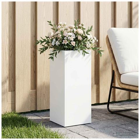 Vaso da giardino Bianco 20 x 20 x 50 cm - Foto 2