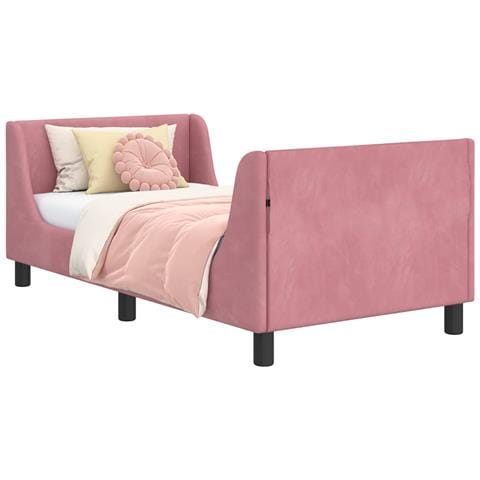 Struttura letto bambini con testata Rosa 80 x 160 cm Velluto - Foto 1