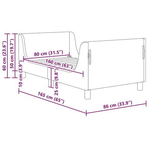 Struttura letto bambini con testata Rosa 80 x 160 cm Velluto - Foto 9