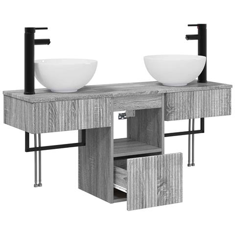 Set di mobili per il bagno 3 pz Sonoma grigio - Foto 2