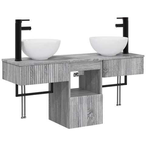Set di mobili per il bagno 3 pz Sonoma grigio - Foto 1
