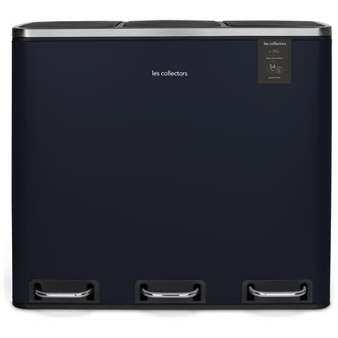 Pattumiera A Pedale In Acciaio Inox Spazzolato, 54 L, 3 Scomparti 18l, Blu - Foto 1