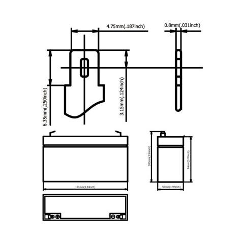IBT-PS-UL126 - Batteria Ricaricabile 6V 12Ah, Ultracell UL12-6 (Faston 187 - 4.8 mm)  - Foto 2