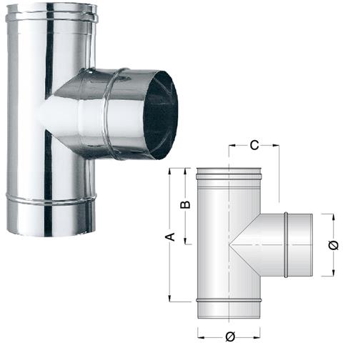 Raccordo T 90° Cm. 18 Inox - Foto 1