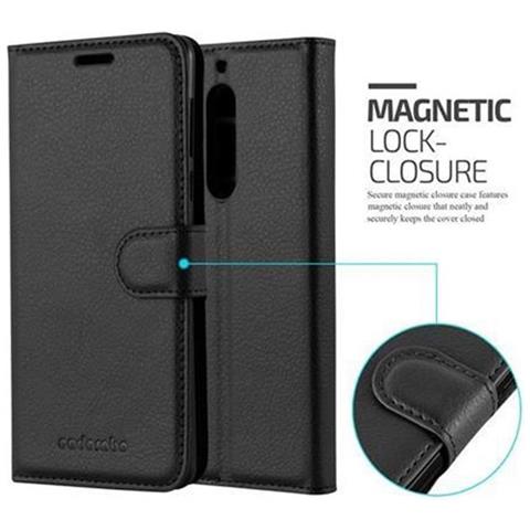 Custodia Compatibile Con Nokia 5 In Nero Carbone - Coperchio Protettiva Con Chiusura Magnetica, Funzione Stand E Tasca Per Le Carte - Foto 5