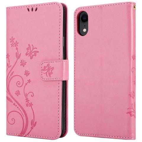 Custodia Compatibile Con Apple Iphone Xr In Rosa Fiore - Coperchio Protettivo In Design Floreale Con Chiusura Magnetica, Funzione Stand E Slot Per Carte - Foto 11