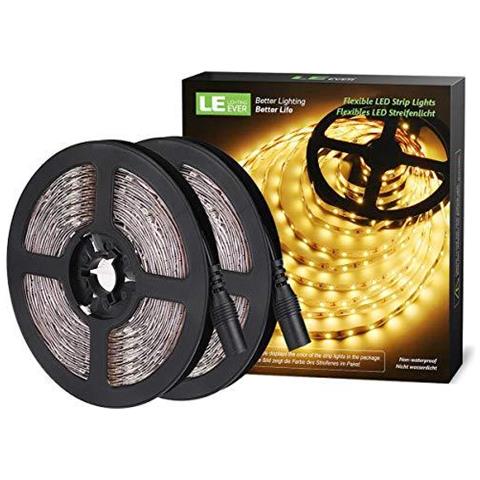 Le Strisce Del Led Luci 10m Striscia Della Luce Bianco Caldo 12v Led 2400lm Nastro Led Luminoso Per Cabina Armadio Specchio Bed And More Confezione Da 2 X 5 Metri - Foto 1