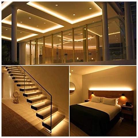 Le Strisce Del Led Luci 10m Striscia Della Luce Bianco Caldo 12v Led 2400lm Nastro Led Luminoso Per Cabina Armadio Specchio Bed And More Confezione Da 2 X 5 Metri - Foto 2