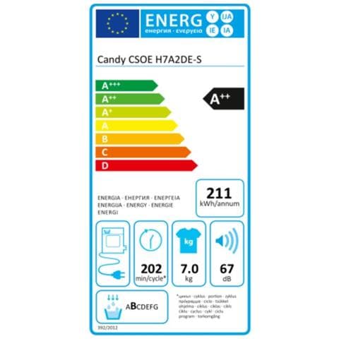 Asciugatrice CSOE H7A2DE-S 31102181 Capacità 7 Kg Classe A++ a Condensazione con Pompa di Calore Wi-Fi  - Foto 2