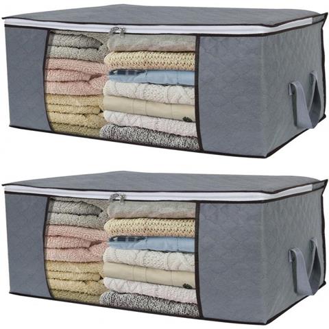 Borsa Portaoggetti Per Lenzuola, Coperte, Vestiti 60x43x35 Cm Grigio   2 Pacchi - Foto 1