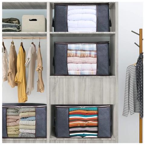 Borsa Portaoggetti Per Lenzuola, Coperte, Vestiti 60x43x35 Cm Grigio   2 Pacchi - Foto 7