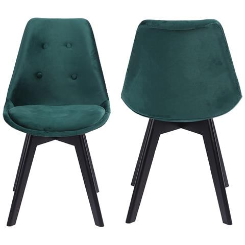 Set Di 2 Sedie In Velluto Verde Nora Con Cuscino - Foto 10