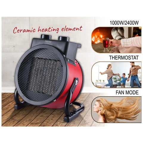 Briebe Ht1130 Termoventilatore Ceramico Portatile, 2 Livelli Di Potenza, Termostato Automatico 2400w Nero/rosso - Foto 8