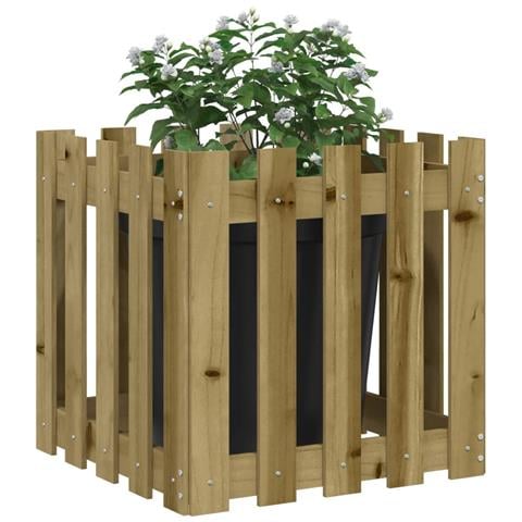 Fioriera Giardino A Recinzione 50x50x50pino Massello Impregnato - Foto 3