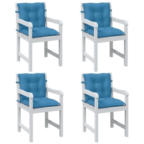 Cuscini Sedia Schiena Bassa 4 Pz Blu Mélange 100x50x7 Tessuto - Foto 1