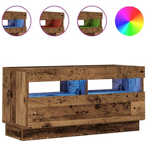 Mobile Porta Tv Con Led Legno Antico 80x35x40 Cm Multistrato - Foto 2