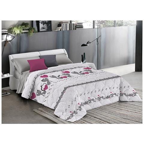 Trapunta Piumone Invernale Linea Pensieri Delicati Disegno Gattini Matrimoniale Rosa - Foto 1