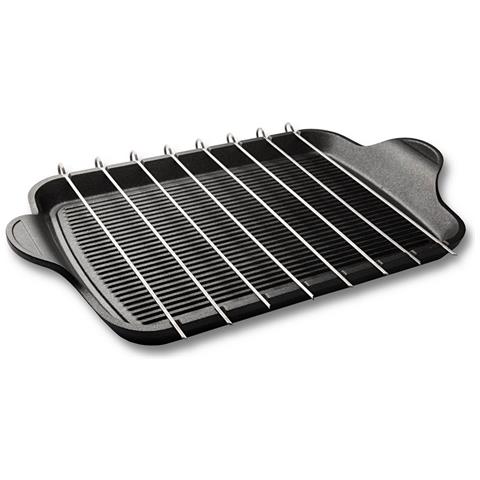 Piastra Grill Brochette Explora - Nero - Alluminio Pressofuso - 47x26x2 Cm - Foto 1