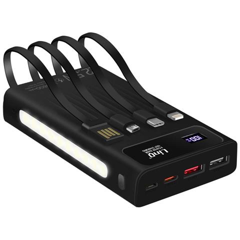 Powerbank Da 25800mah Cavo 4 In 1 Porta Usb 22,5w E Usb-c 20w Linq Nero - Foto 1