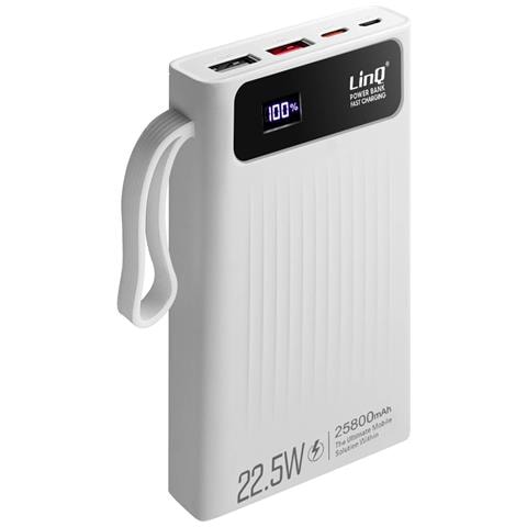 Powerbank Da 25800mah Cavo 4 In 1 Porta Usb 22,5w E Usb-c 20w Linq Nero - Foto 2
