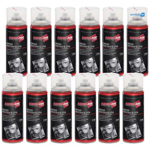12x Bomboletta Spray Grasso Multiuso Al Litio Idrorepellente Lubrificante Perni - Foto 1