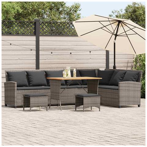 Set Divani da Giardino 4 pz con Cuscini a Forma di L Polyrattan - Foto 1
