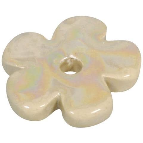 Perlina Forma Fiore In Ceramica 2,5 X 2,5cm - Foro Ø3,5mm - Colore Oro - Foto 1